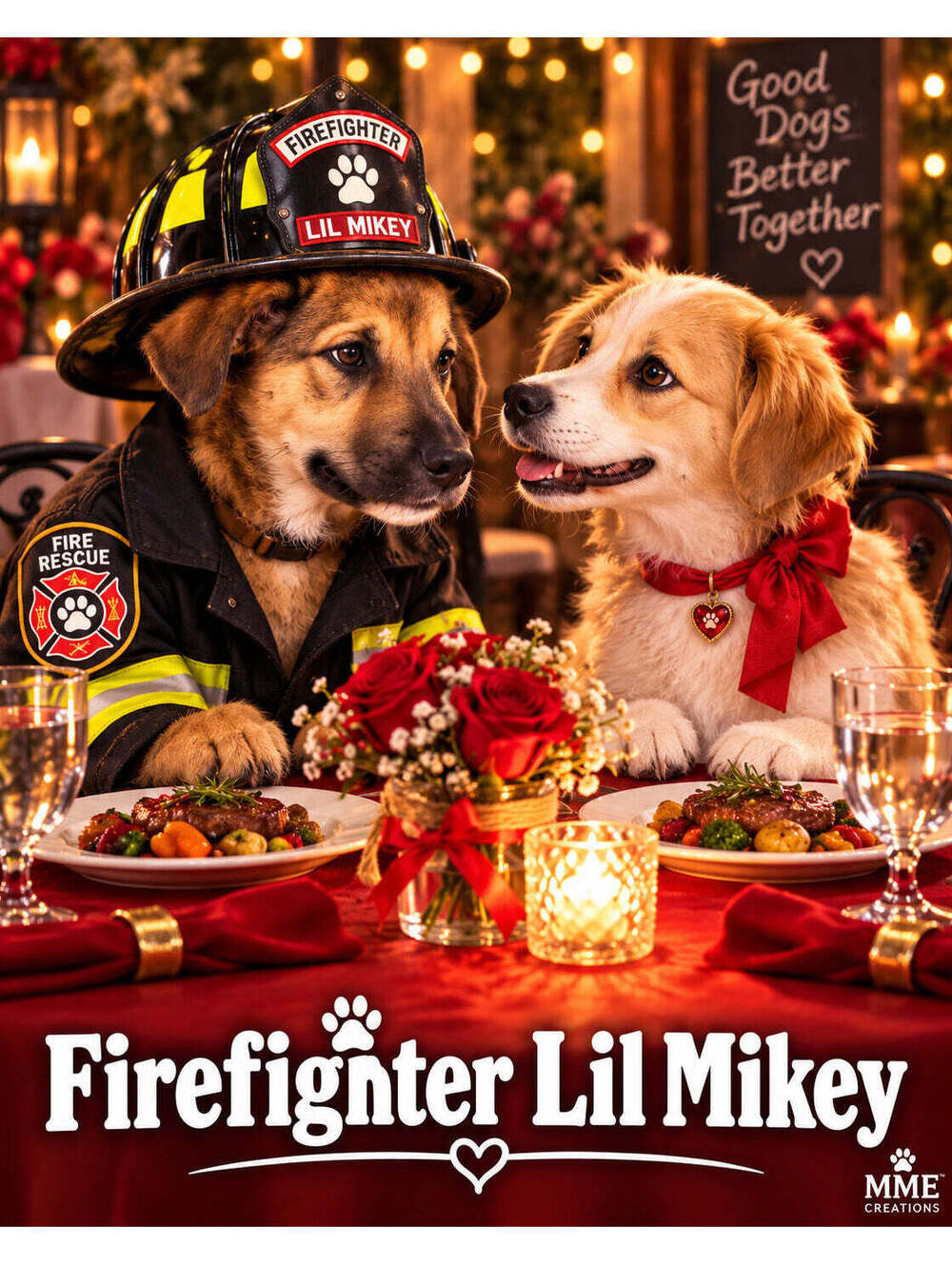 4858 Pet Pics Turn Your Dog Into a Firefighter –Date Night Custom 8x10 Print